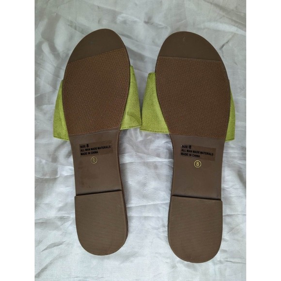 Size 8 Lulus Addison Lime Suede Slide Sandals - Picture 6 of 7